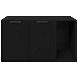 Cat Litter Box Enclosure Black Oak 80x50x45 cm Engineered Wood 865987
