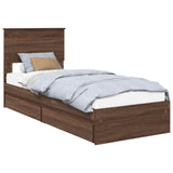 Storage Bed with Drawer Brown Oak 75 x 190 cm Engineered Wood 3410853