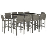 Garden Bar Set Grey PE Rattan Large Footrest Garden Bar Set 3187664