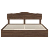 Storage Bed with Drawer Brown Oak 200 x 200 cm Engineered Wood 3413067