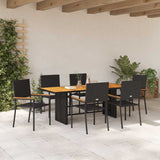 Garden Dining Set 7 pcs Black and Brown Poly Rattan 3365430
