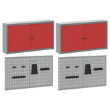 Tool Cabinet Set with Shelf 6 pcs Red Powder-Coated Steel 3321403