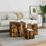Side Tables 3 pcs Smoked Oak Engineered Wood 815987