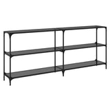 Console Table with Black Glass Top 194.5x30x81 cm Steel 846035