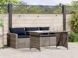 2 Piece Garden Dining Set with Cushions Grey Poly Rattan 366335