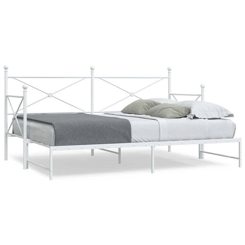 ZNTS Daybed with Trundle without Mattress White 80x200 cm Steel 4104687