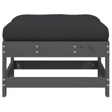 Garden Footstool with Cushion Grey Solid Wood Pine 825557