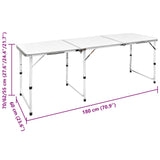 Foldable Camping Table Set with 6 Stools Height Adjustable 180x60cm 41329