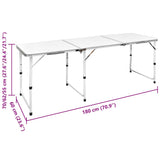 41329 Foldable Camping Table Set with 6 Stools Height Adjustable 180 x 60 cm