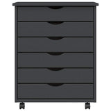 Rolling Cabinet with Drawers MOSS Grey Solid Wood Pine 355893