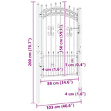 Fence Gate KAMPEN with Spear Top Black 103x150 cm Steel 151092