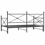 ZNTS Daybed with Trundle without Mattress Black 100x200 cm Steel 4104677