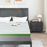 Mattress Topper White and Green 140 x 190 x 6 cm Jaquard Fabric 4106171