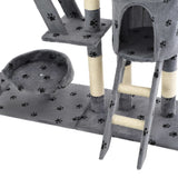 Cat Tree with Sisal Scratching Posts 230-250 cm Paw Prints Grey 170618