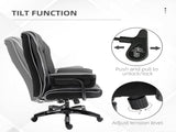 Faux Leather Executive Office Chair, with Contrast Piping - Black/White T3398P343013