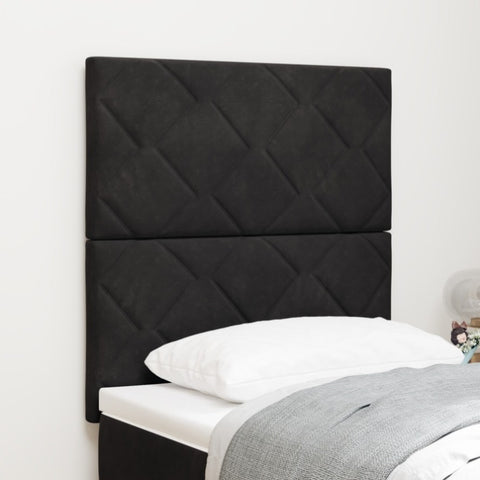 ZNTS LED Headboard Diamond Blocks Design Black 80 cm Velvet 3338484