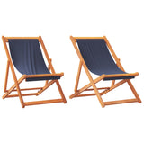 ZNTS Folding Beach Chairs 2 pcs Blue Fabric 3214492