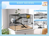 3 Tiers Hamster Cage, Gerbil Cage with Deep Glass Bottom, Non-Slip Ramps, Platforms, Hut, Exercise T3398P350087