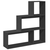 Room Divider Bookcase 3-Tier Black 123x29x123 cm Engineered Wood 857986