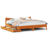 Bed Frame with Drawers Wax Brown 200x200 cm Solid Wood Pine 3301895