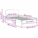 Bed Frame with Headboard Natural 100 x 200 cm Solid Pine Wood 872077