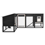 Outdoor Rabbit Hutch with Run Grey and White Solid Fir Wood 170873