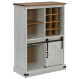 ZNTS Wine Cabinet HALDEN with Wine Racks and Sliding Door White Pine 4018446