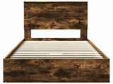 Storage Bed with Drawer Smoked Oak 90 x 200 cm Engineered Wood 3409598