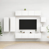 8 Piece TV Cabinet Set White Engineered Wood 3078705