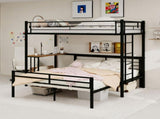 Sturdy Metal Bunk Bed with Wooden Desk Space-Saving Design for Bedroom, Home Office, or Dorm W3987P506944
