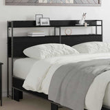 Headboard with Shelf Black oak 120 cm Engineered wood 859685