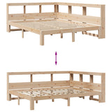 Bookcase Bed without Mattress 150x200 cm King Size Solid Wood Pine 3324379