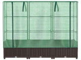 Raised Bed with Greenhouse Cover Rattan Look 120x40x138 cm 4015801