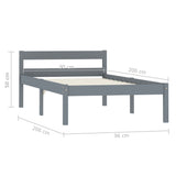 Bed Frame without Mattress Grey Solid Pine Wood 90x200 cm 283196