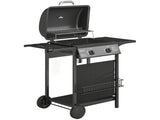 Gas Burner Barbecue Grill, 2 Burner Gas Grill with Side Tables, Warming Rack, Shelf, Thermometer, T3398P553473