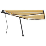 Manual Retractable Awning with LED 450x300 cm Yellow and White 3069763