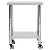Kitchen Work Table with Wheels 80x45x85 cm Stainless Steel 51635