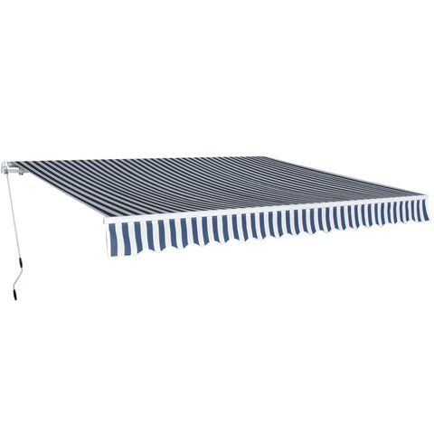 ZNTS Folding Awning Manual Operated 400 cm Blue/White 275570