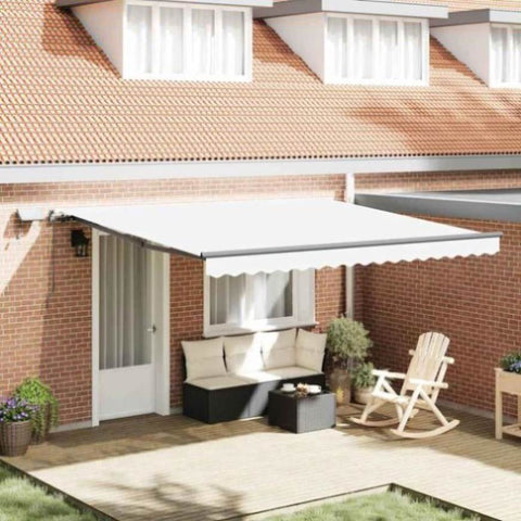 Retractable Awning Manual White 400 x 300 cm Fabric 3330628