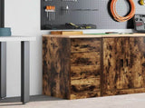 Garage Storage Cabinet Smoked Oak 40x51x85 cm Solid Wood Pine 860593