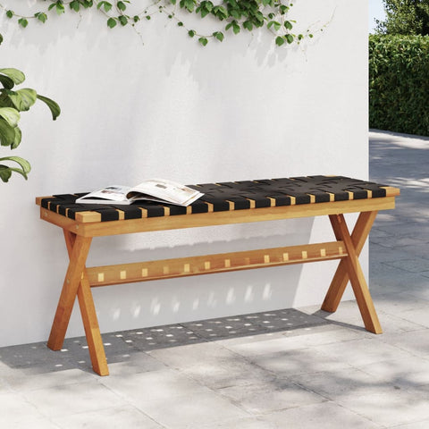 ZNTS Garden Bench Black Solid Wood Acacia and Fabric 366514