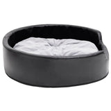 Dog Bed Black and Grey 79x70x19 cm Plush and Faux Leather 171254