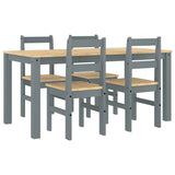 ZNTS 5 Piece Dining Set Panama Grey Solid Wood Pine 3345180