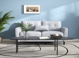 2 Seater Sofa with Spring Cushion, Fabric Sofa with Wooden Legs, Modern Love Seat for Living Room, T3398P344487