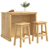 Kitchen Island Set with Shelf 3 pcs Honey Wax Solid-Pine 3425394