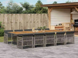 11 Piece Garden Dining Set with Cushions Grey Poly Rattan 3210758