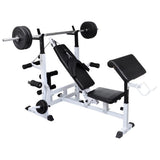 Weight Bench with Weight Rack, Barbell and Dumbbell Set 90 kg 275373