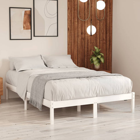Bed Frame without Mattress White Solid Wood Super King Size 810033