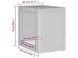 Garden Side Table with Wooden Top Grey 60x40x75 cm Poly Rattan 366304