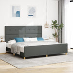 ZNTS Bed Frame Dark Grey 200x200 cm Fabric 3344754